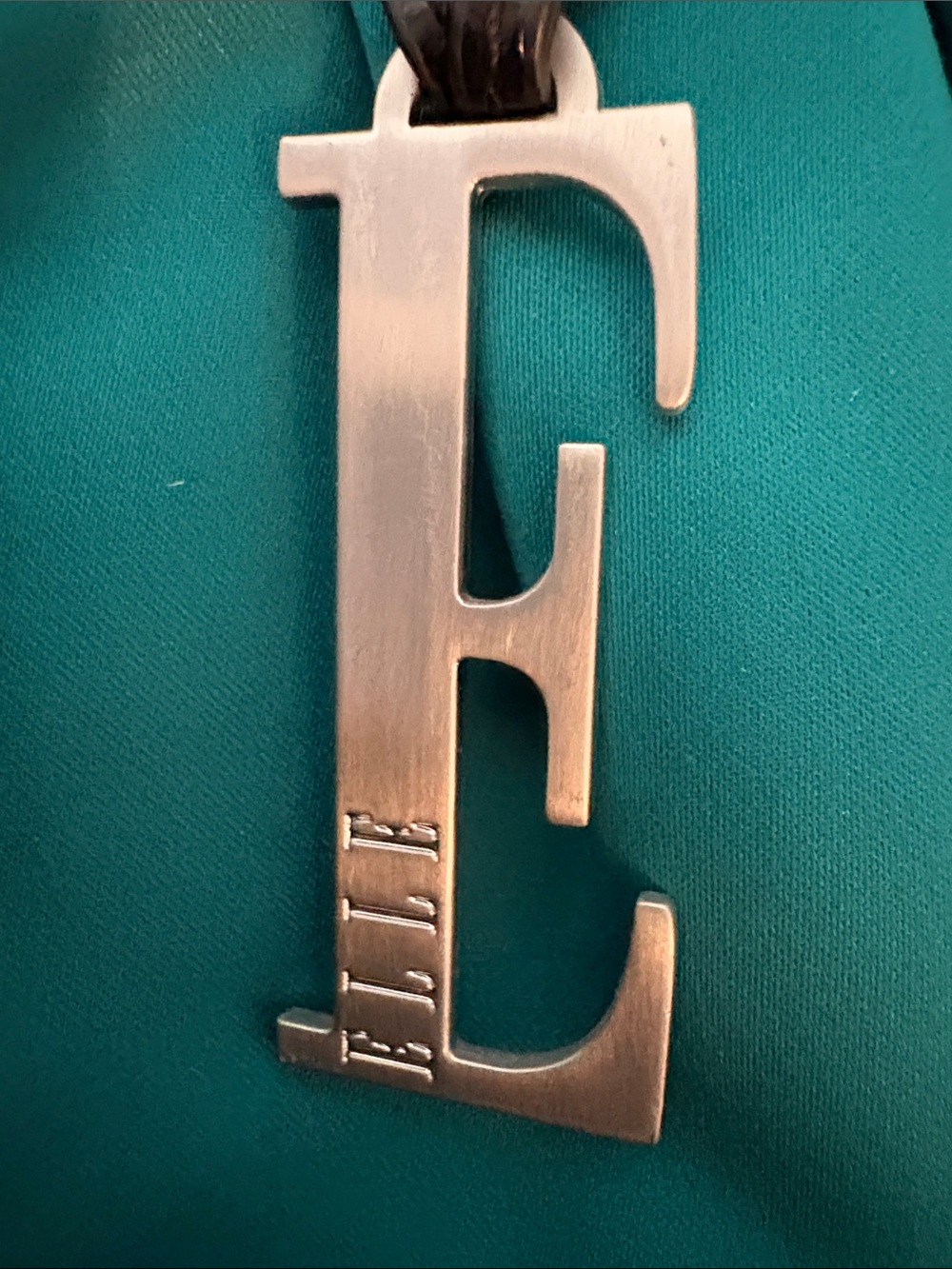 Elle Teal Pleated Crossbody Bag With 'E' Charm View 2